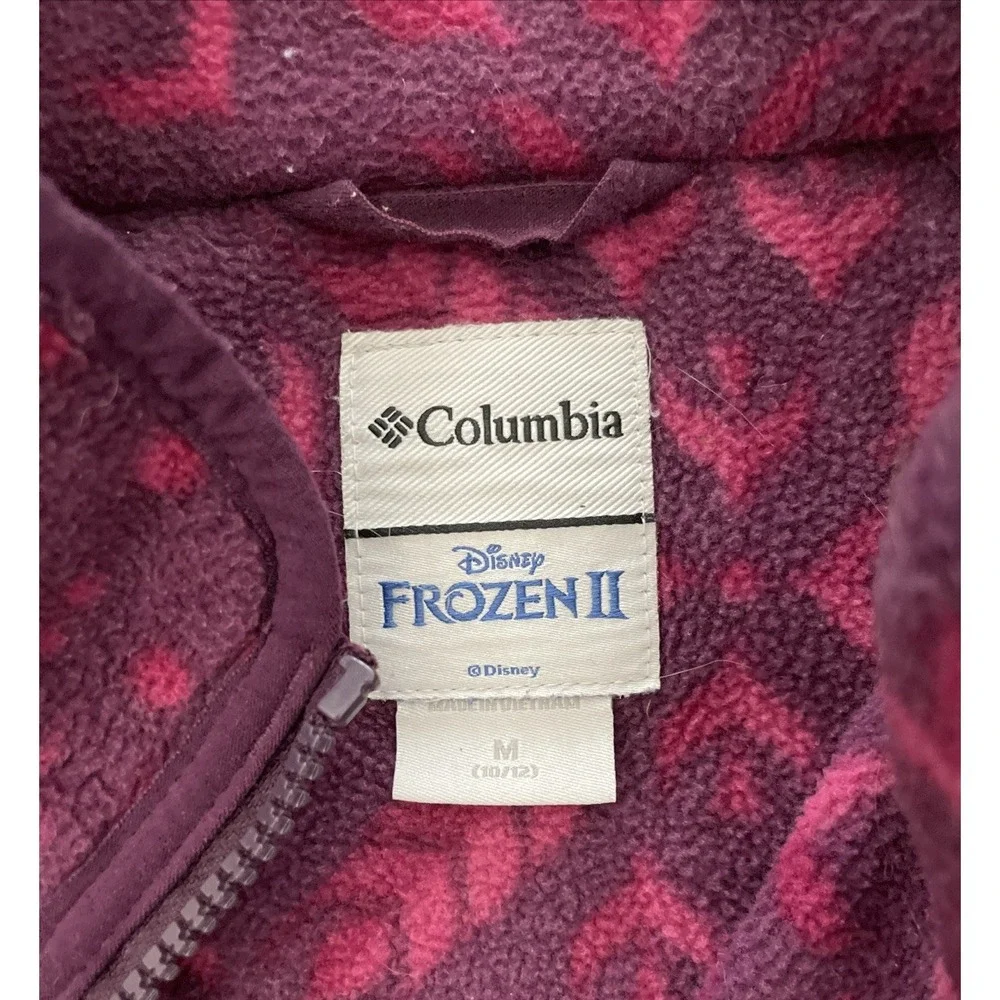 Columbia Frozen II Fleece Jacket Girls M 10/12 Full Zip Disney Elsa Purple Pink